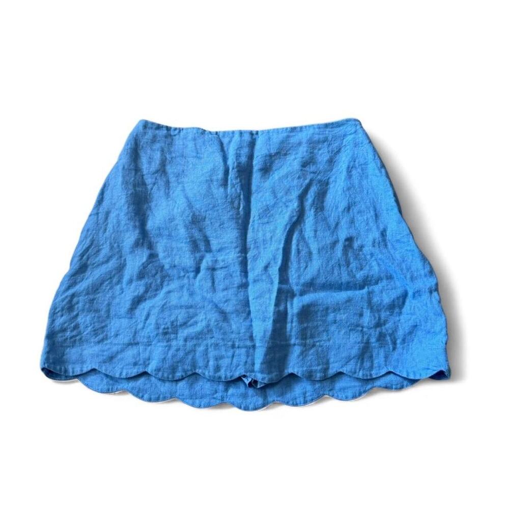 Abercrombie & Fitch 100% Linen Baby Blue Coastal Beach Mini Skirt Skort Size S